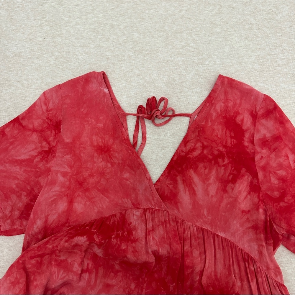 Anthropologie Women’s Easel Red Tie-Dye V-Neck Dress Size S - Picture 4 of 10